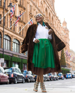 Colour Block Series - Green and Chocolate Midi Tulle Skirt