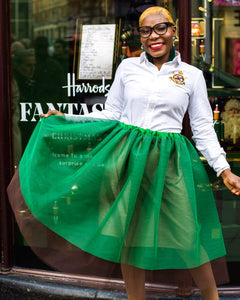 Colour Block Series - Green and Chocolate Midi Tulle Skirt