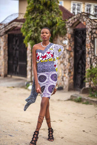 KYA ANKARA PRINT ASYMMETRIC DRESS