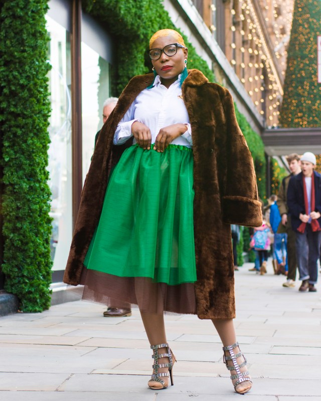 Colour Block Series - Green and Chocolate Midi Tulle Skirt