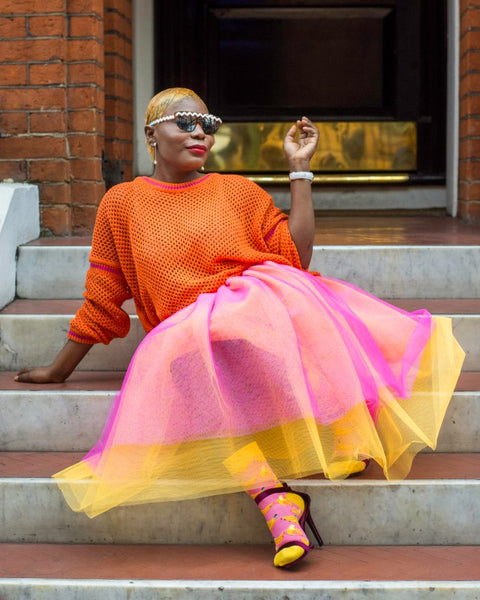 Orange tulle maxi outlet skirt